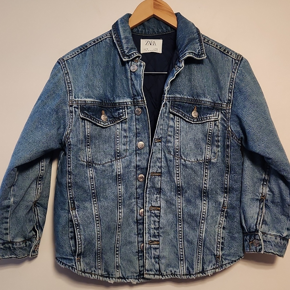 Zara boys denim button-up insulated jacket sz 10